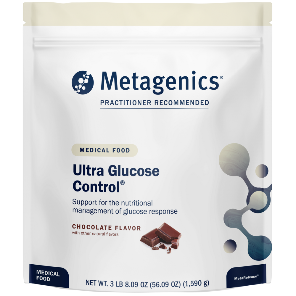 Ultra Glucose Control supplement with a blend of slow-release carbs, protein, and fat to support healthy blood sugar levels and balanced glucose response.