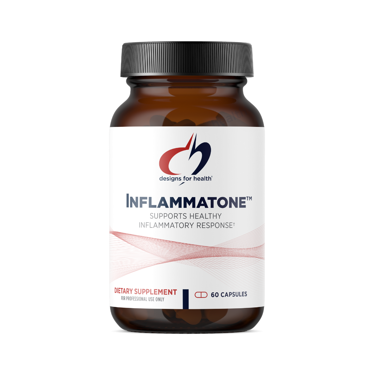 Inflammatone supplement featuring herbs, nutrients, and proteolytic enzymes to support inflammation, protein clearance, and lymphatic drainage.