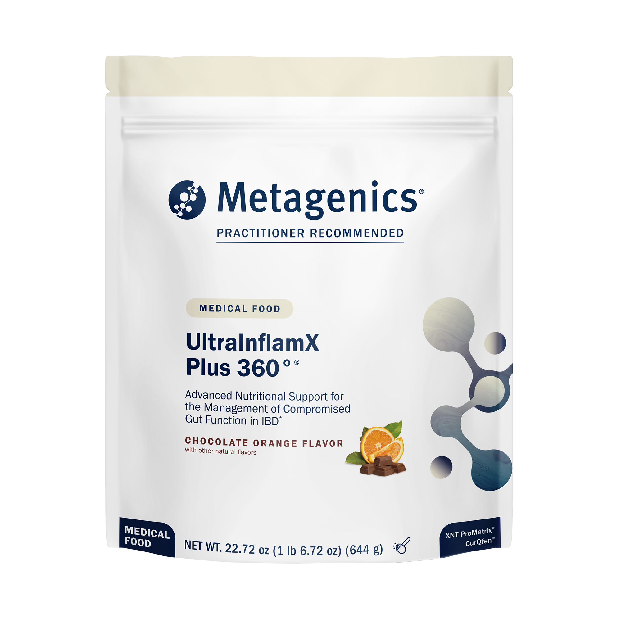 UltraInflamx Plus 360 medical food for inflammation relief and gut health, featuring CurQfen® for enhanced bioavailability and support for chronic digestive issues.
